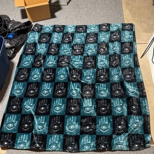 Black and Teal Hamsa Hand Blanket